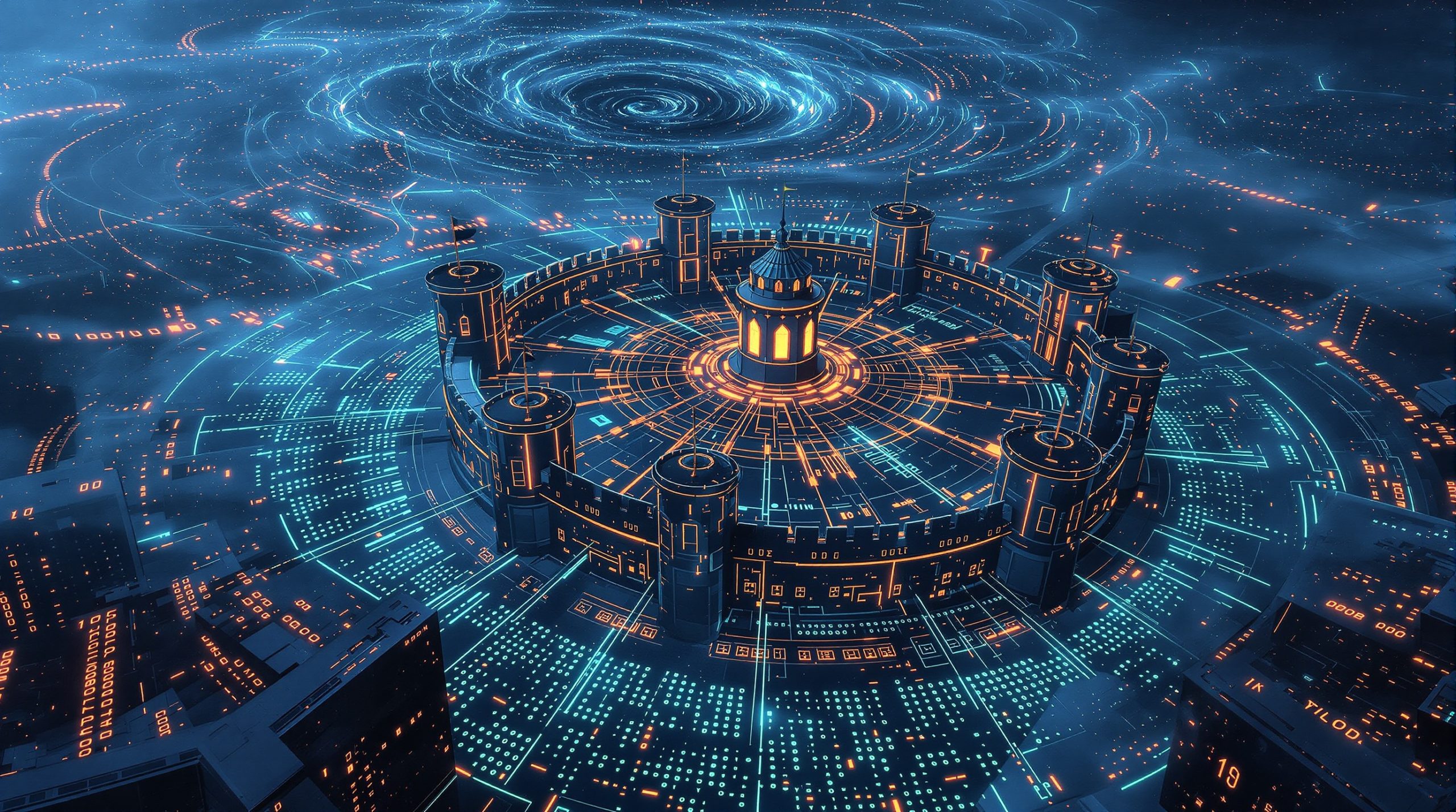 Une illustration artistique d'un bastion informatique