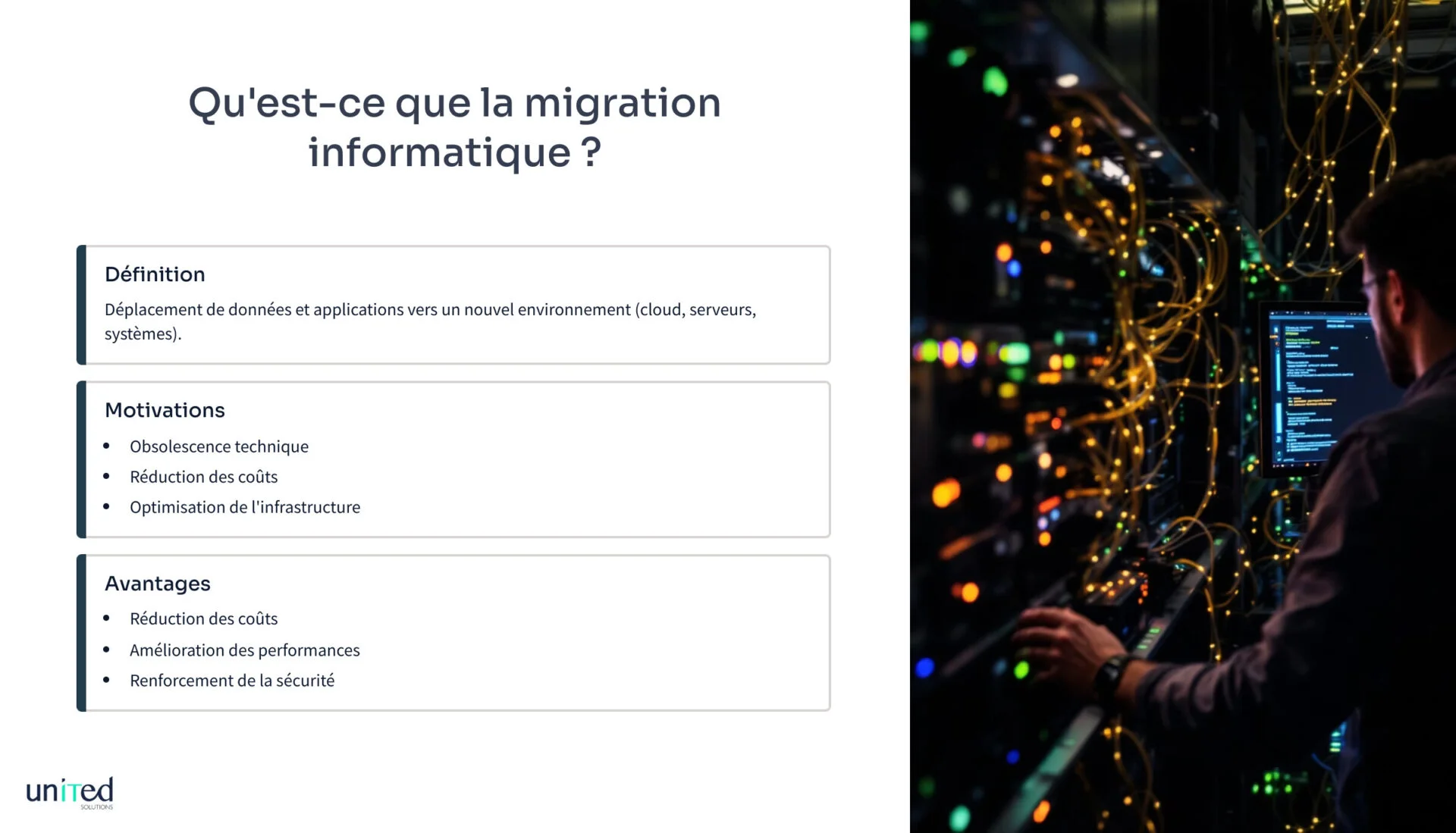 Schéma expliquant le concept de la migration informatique.